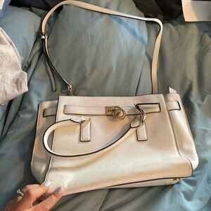 MK White Leather Handbag